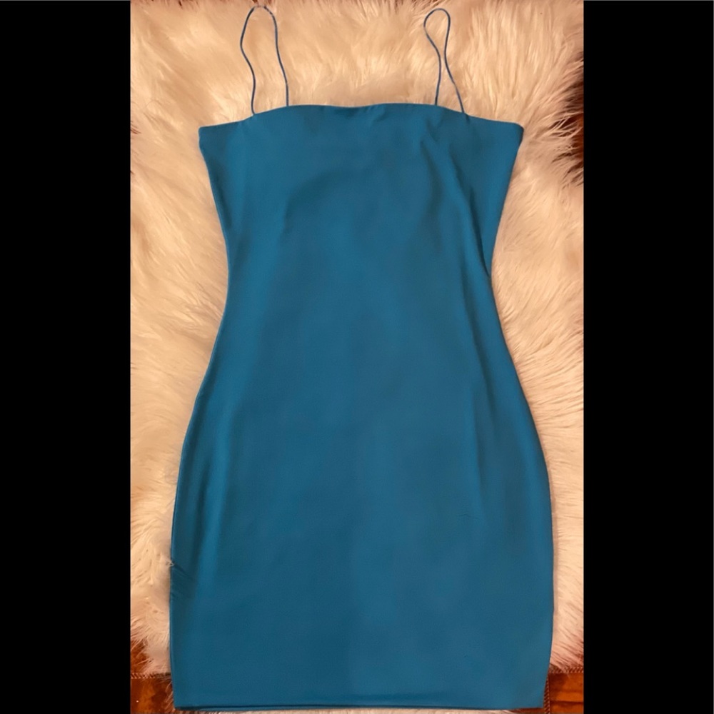 blue bodycon mini dress